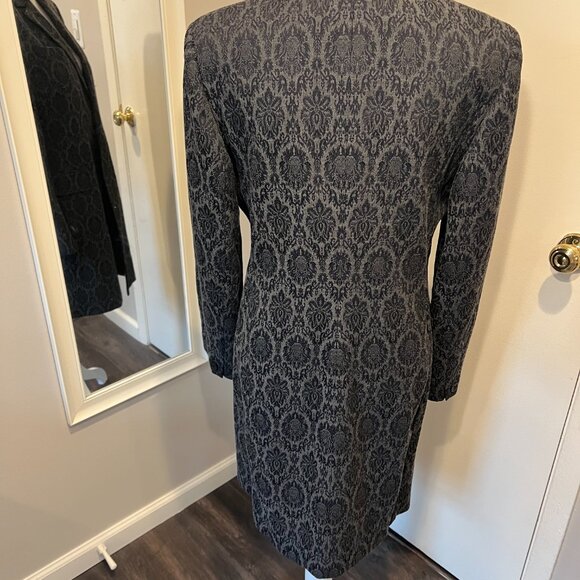 Jones NY Gray & Navy Jacquard Long Jacket/Dress Coat, Size 8 - Picture 11 of 16